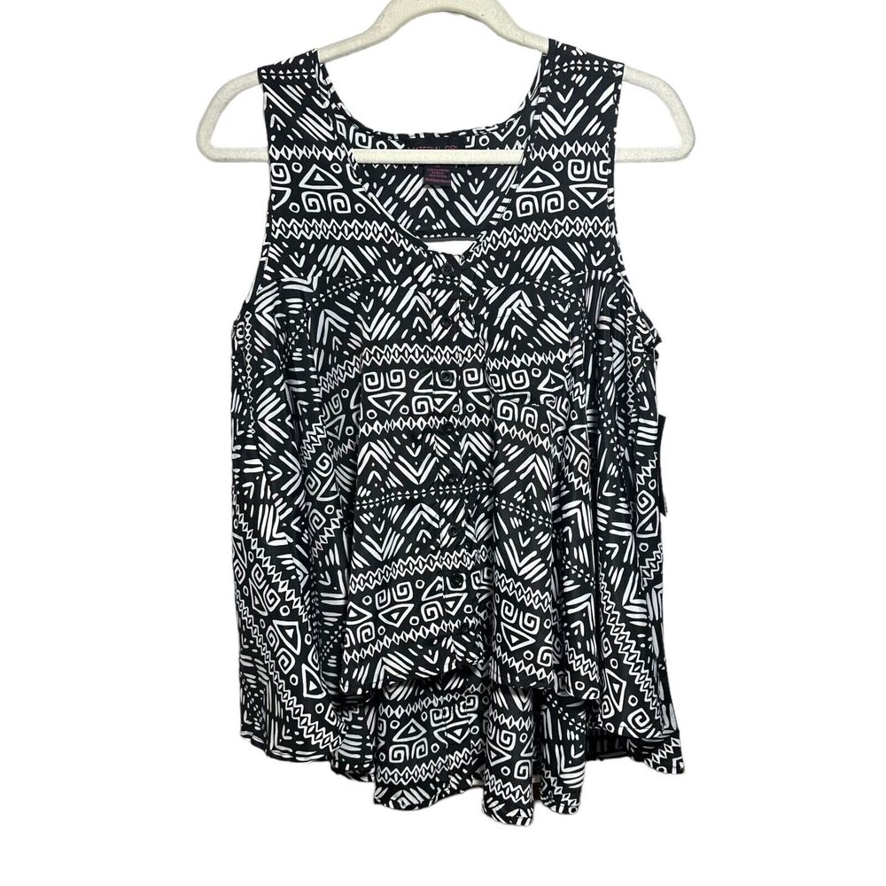 Material Girl Sz S Womens Blouse Cut Out Back Sleeveless Shirt Tribal Aztec NWT
